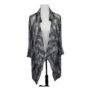 Essentials Zebra Print Open Front Collared Kimono Wrap OS Lightweight